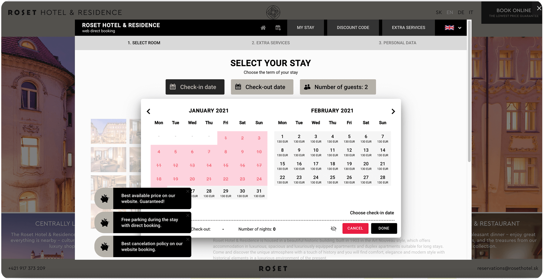 Ellipse Booking engine